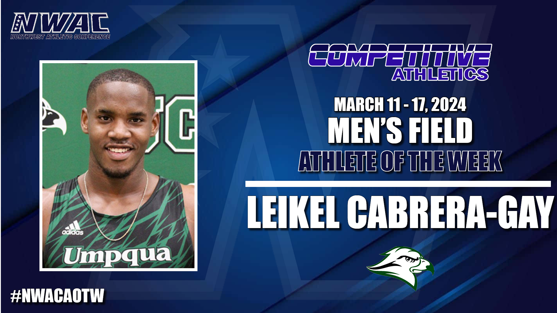 NWAC Week 3 Men&rsquo;s Field Athlete of the Week, Leikel Cabrera-Gay